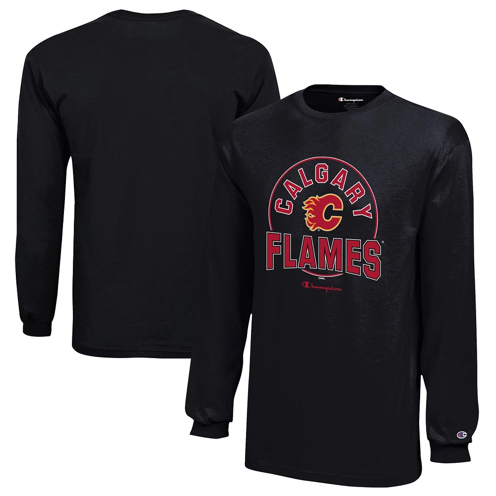 Youth Champion Black Calgary Flames Long-Sleeve Jersey T-Shirt