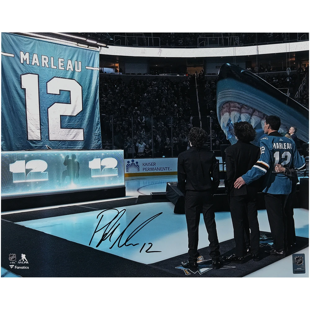 Patrick Marleau San Jose Sharks Autographed 16" x 20" Jersey Retirement Photograph