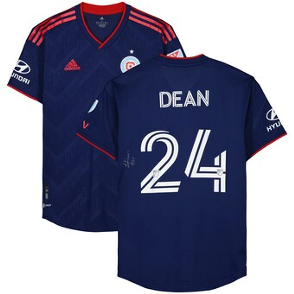 Jonathan Dean Chicago Fire Autographed Fanatics Authentic Match-Used #24 Navy Jersey from the 2023 MLS Season