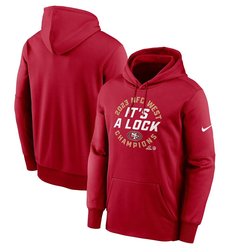 Men's Nike Scarlet San Francisco 49ers 2023 NFC West Division Champions Locker Room Trophy Collection Pullover Hoodie