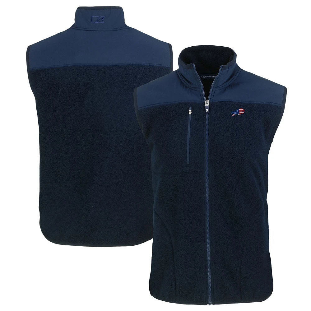 Men's Cutter & Buck Navy Buffalo Bills Americana Cascade Eco Sherpa Fleece Full-Zip Vest