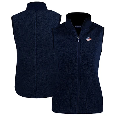 Women's Cutter & Buck Navy Kansas City Chiefs Americana Cascade Eco Sherpa Fleece Full-Zip Vest