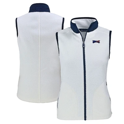 Women's Cutter & Buck Oatmeal Philadelphia Eagles Americana Cascade Eco Sherpa Fleece Full-Zip Vest