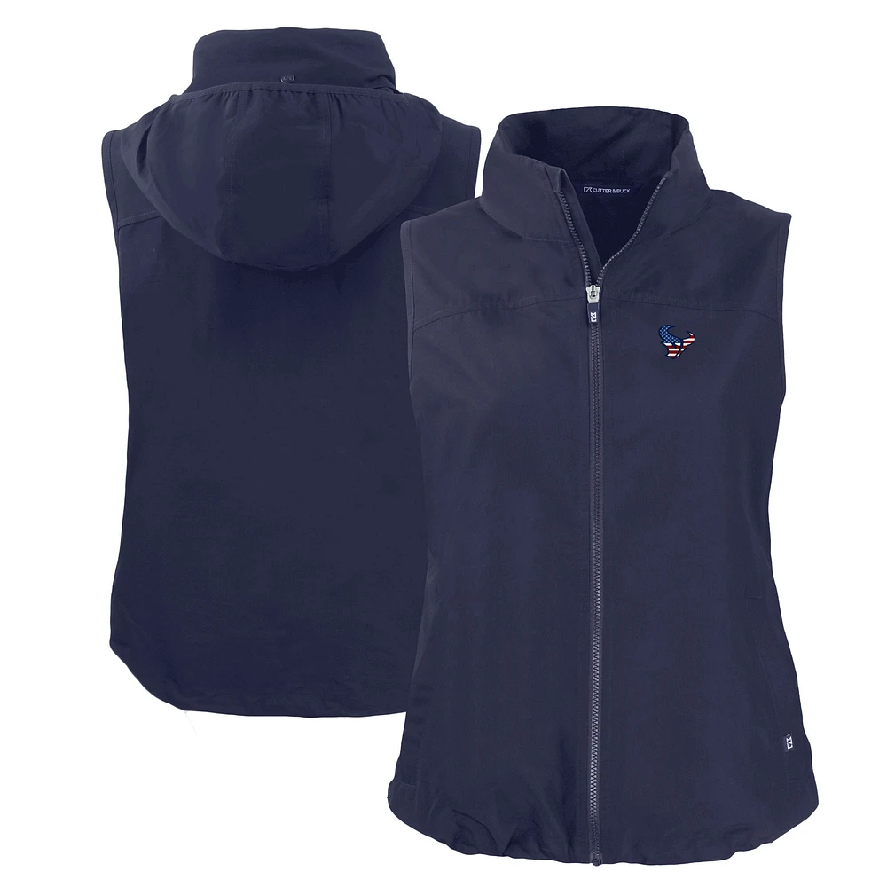 Women's Cutter & Buck Navy Houston Texans Americana Charter Eco Recycled Full-Zip Vest