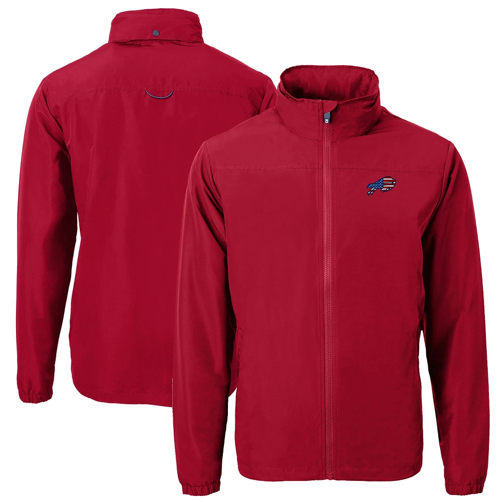 Men's Cutter & Buck Red Buffalo Bills Americana Charter Eco Recycled Full-Zip Jacket