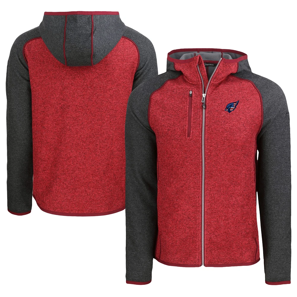 Men's Cutter & Buck Heather Cardinal/Heather Charcoal Arizona Cardinals Americana Mainsail Full-Zip Hooded Jacket