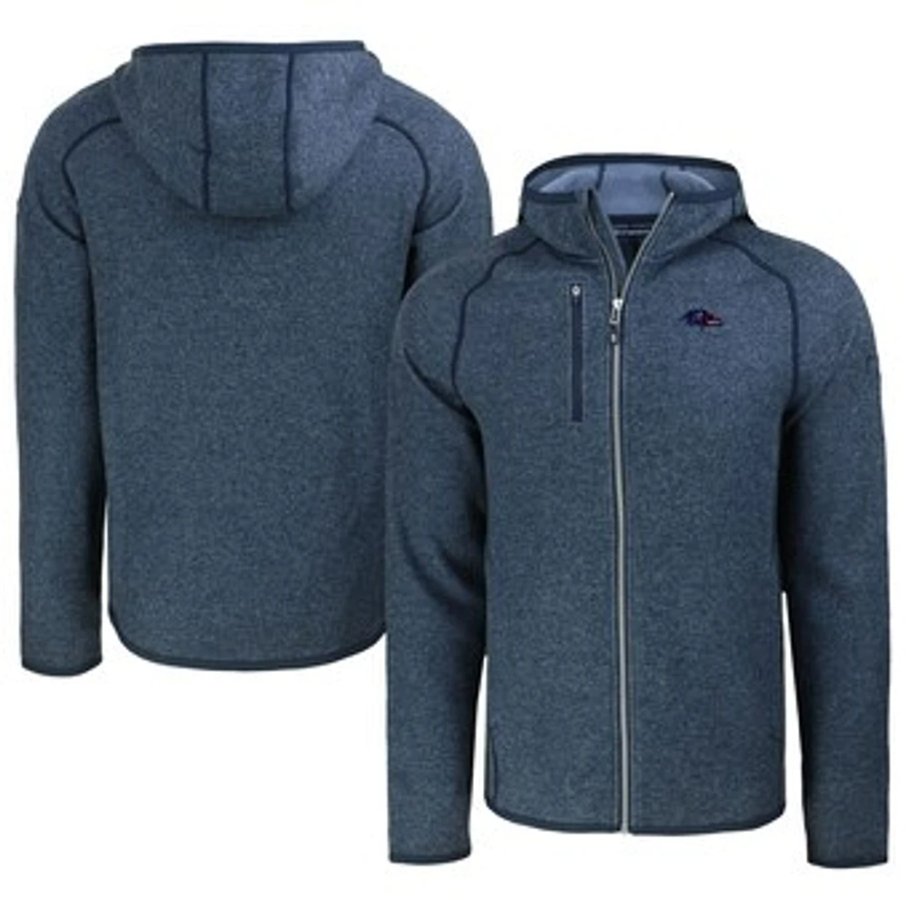 Men's Cutter & Buck Heather Navy Baltimore Ravens Americana Mainsail Full-Zip Hooded Jacket