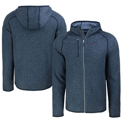 Men's Cutter & Buck Heather Navy Carolina Panthers Americana Mainsail Full-Zip Hooded Jacket