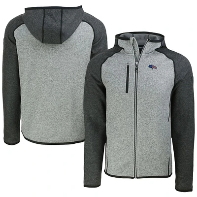 Men's Cutter & Buck Heather Gray/Heather Charcoal Denver Broncos Americana Mainsail Full-Zip Hooded Jacket