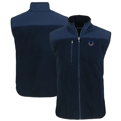 Men's Cutter & Buck Navy Indianapolis Colts Big Tall Americana Cascade Eco Sherpa Fleece Full-Zip Vest