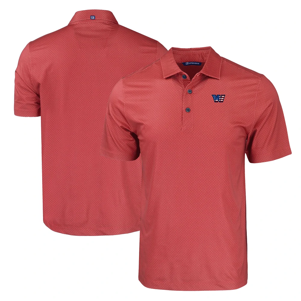 Men's Cutter & Buck Red Washington Commanders Big & Tall Americana Pike Eco Tonal Geo Print Stretch Recycled Polo