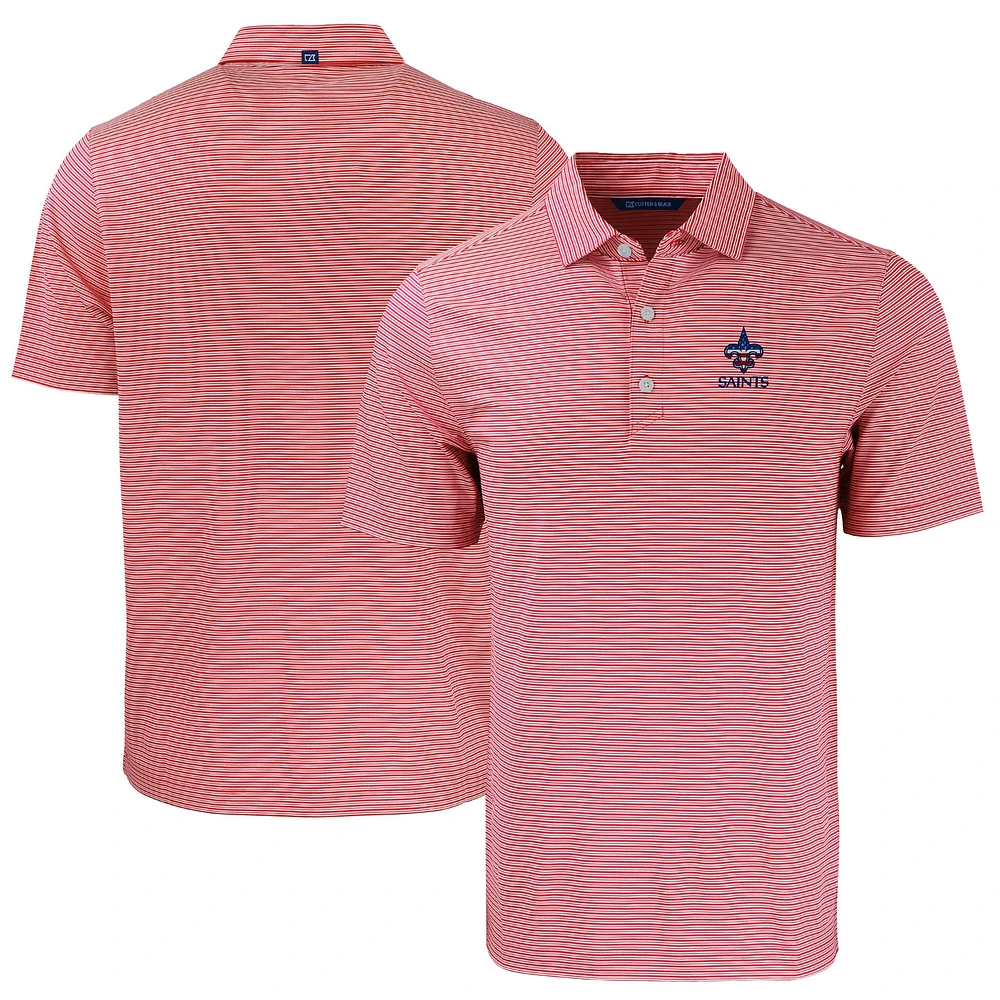 Men's Cutter & Buck Red New Orleans Saints Americana Forge Eco Double Stripe Stretch Recycled Polo
