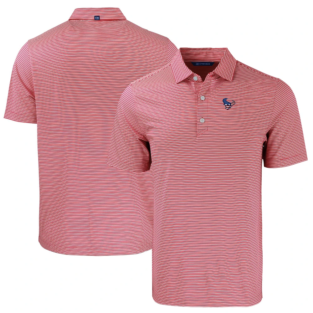 Men's Cutter & Buck Red Houston Texans Americana Forge Eco Double Stripe Stretch Recycled Polo