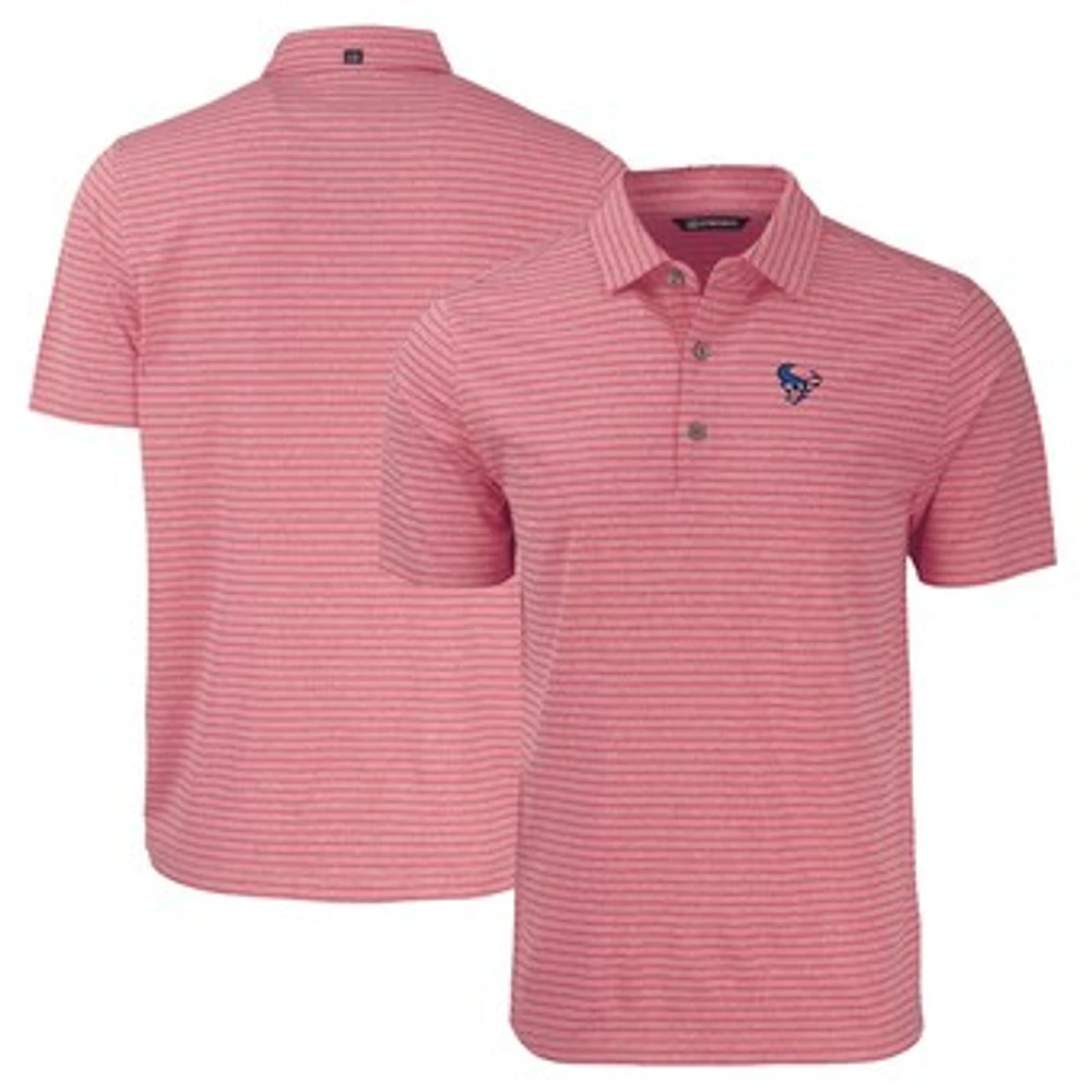 Men's Cutter & Buck Heather Red Houston Texans Americana Forge Eco Stripe Stretch Recycled Polo