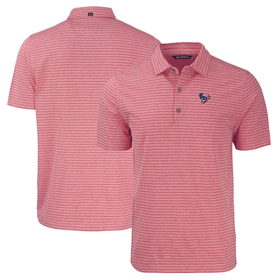 Men's Cutter & Buck Heather Red Houston Texans Americana Forge Eco Stripe Stretch Recycled Polo