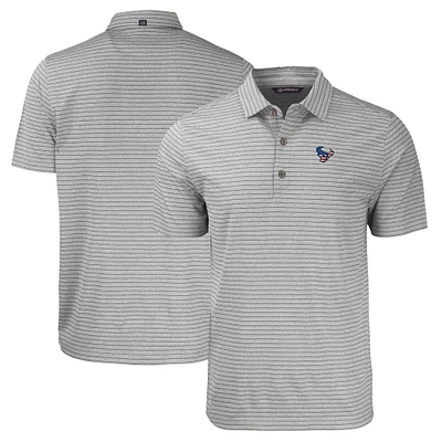 Men's Cutter & Buck Heather Gray Houston Texans Americana Forge Eco Heather Stripe Stretch Recycled Polo