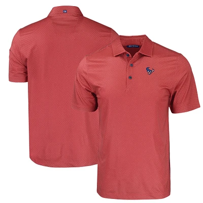 Men's Cutter & Buck Red Houston Texans  Americana Pike Eco Tonal Geo Print Stretch Recycled Polo