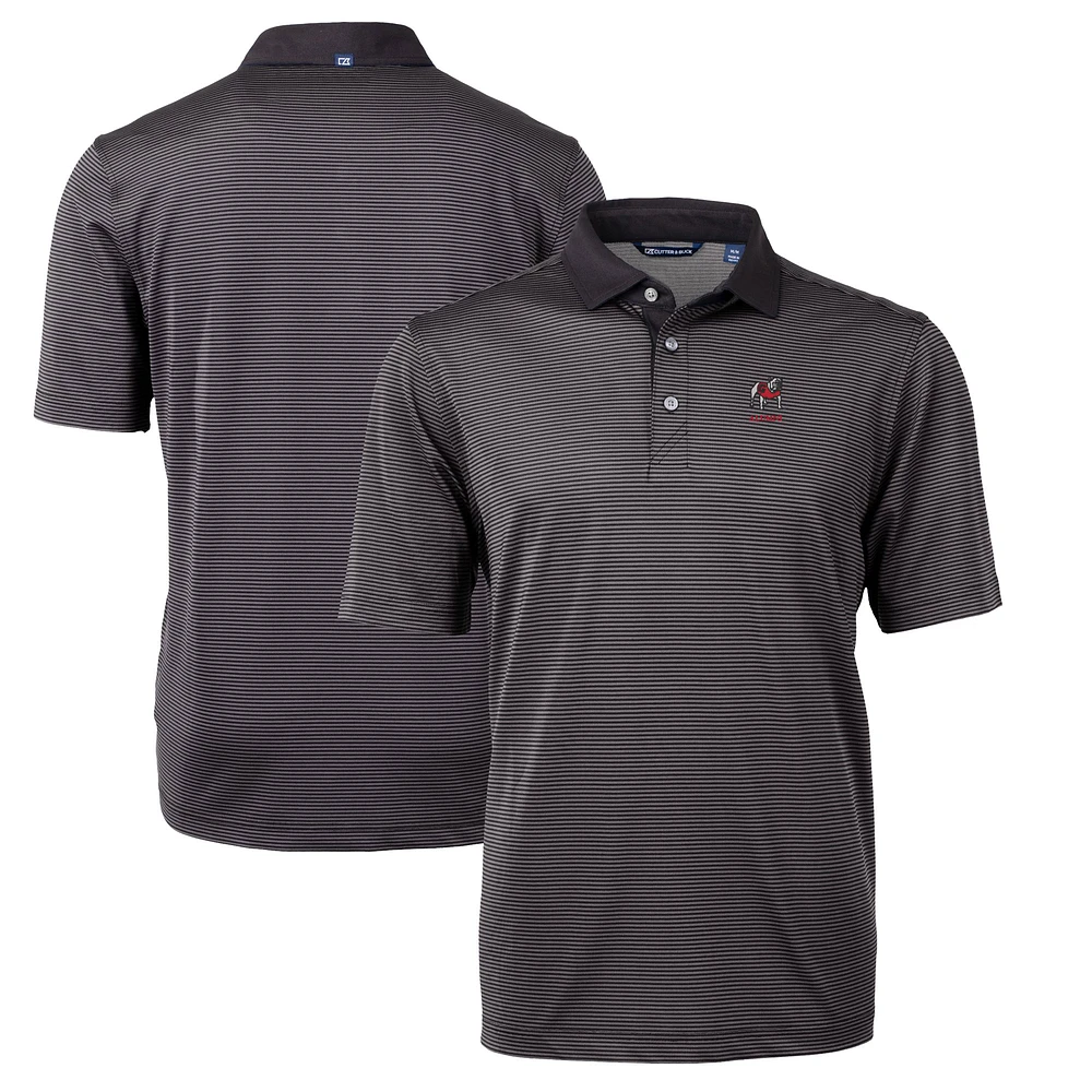 Men's Cutter & Buck Black Georgia Bulldogs Alumni Logo Virtue Eco Pique Micro Stripe Recycled Polo