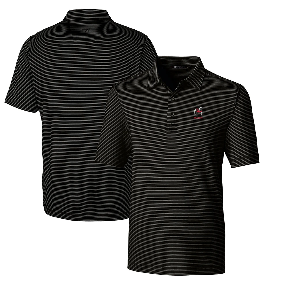 Men's Cutter & Buck Black Georgia Bulldogs Alumni Logo Forge DryTec Pencil Stripe Stretch Polo