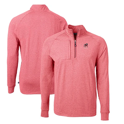 Men's Cutter & Buck Heather Georgia Bulldogs Alumni Logo Adapt Eco Knit Heathered Recycled Quarter-Zip Pullover