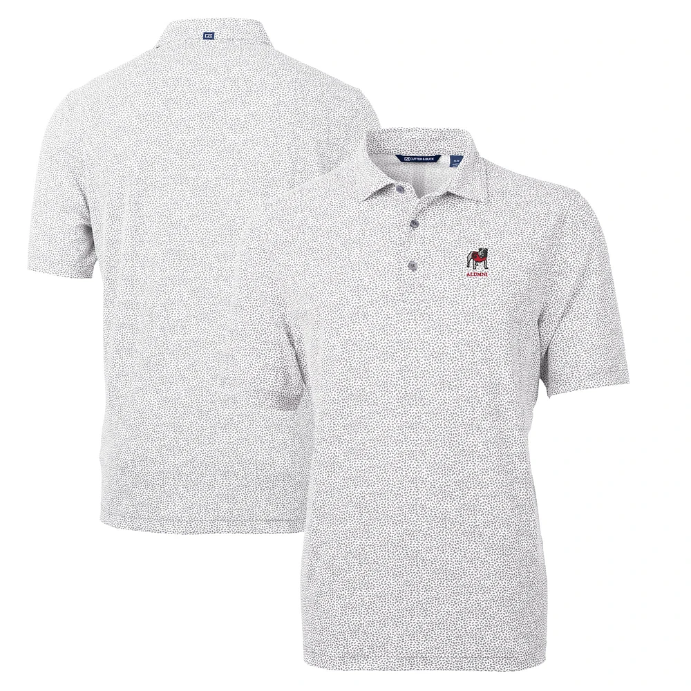 Men's Cutter & Buck Gray Georgia Bulldogs Alumni Logo Virtue DryTec Eco Pique Botanical Print Recycled Polo