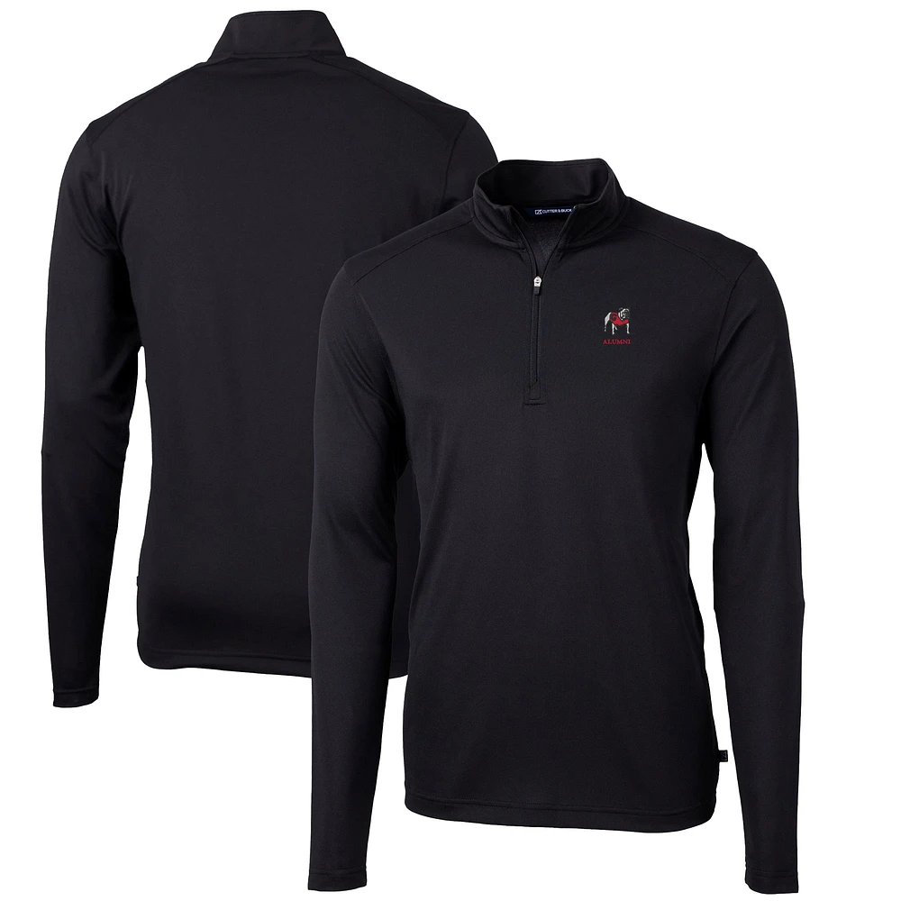 Men's Cutter & Buck Georgia Bulldogs Alumni Logo Virtue Eco Pique Recycled Quarter-Zip Pullover Jacket
