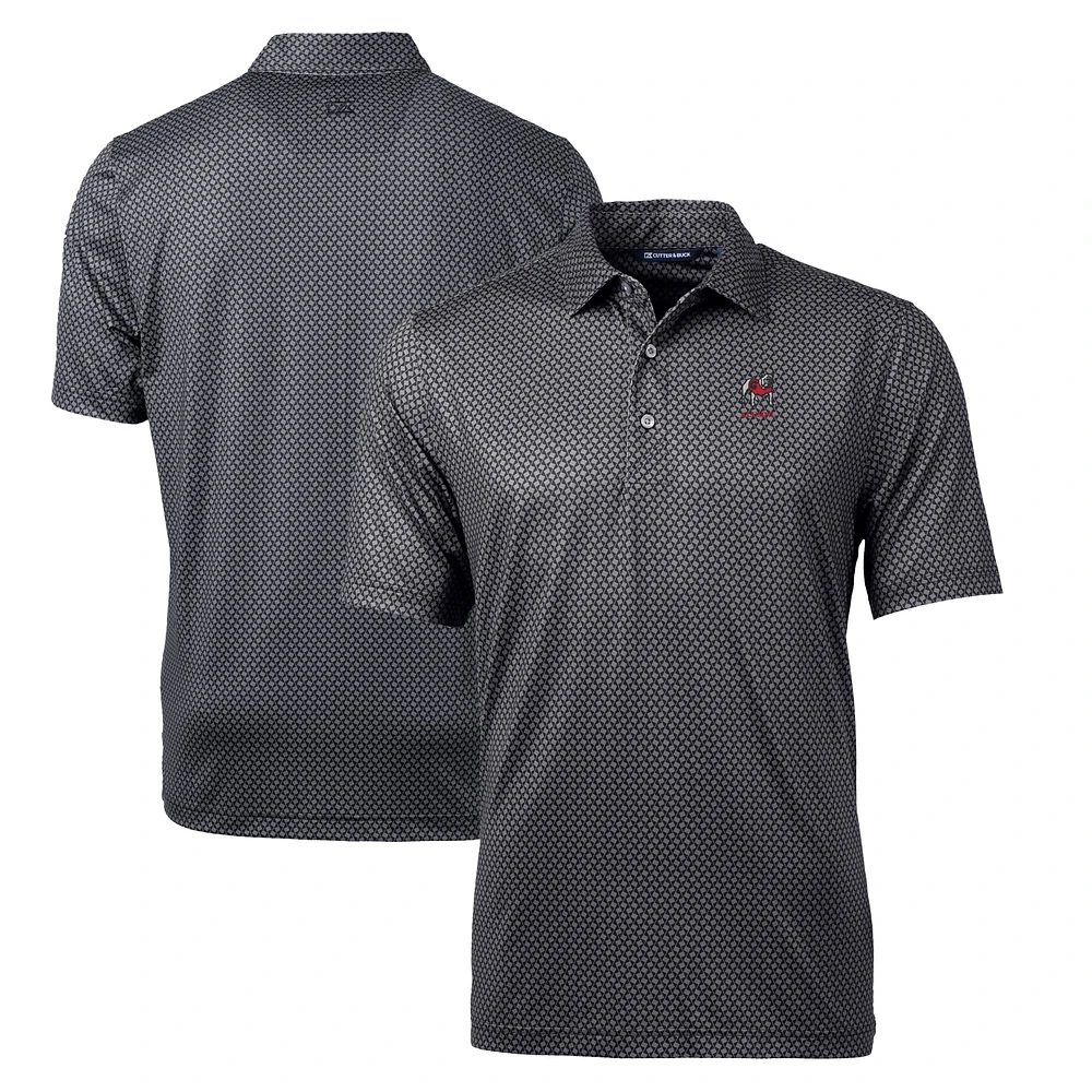 Men's Cutter & Buck Black Georgia Bulldogs Alumni Logo Pike Banner Print Stretch DryTec Polo