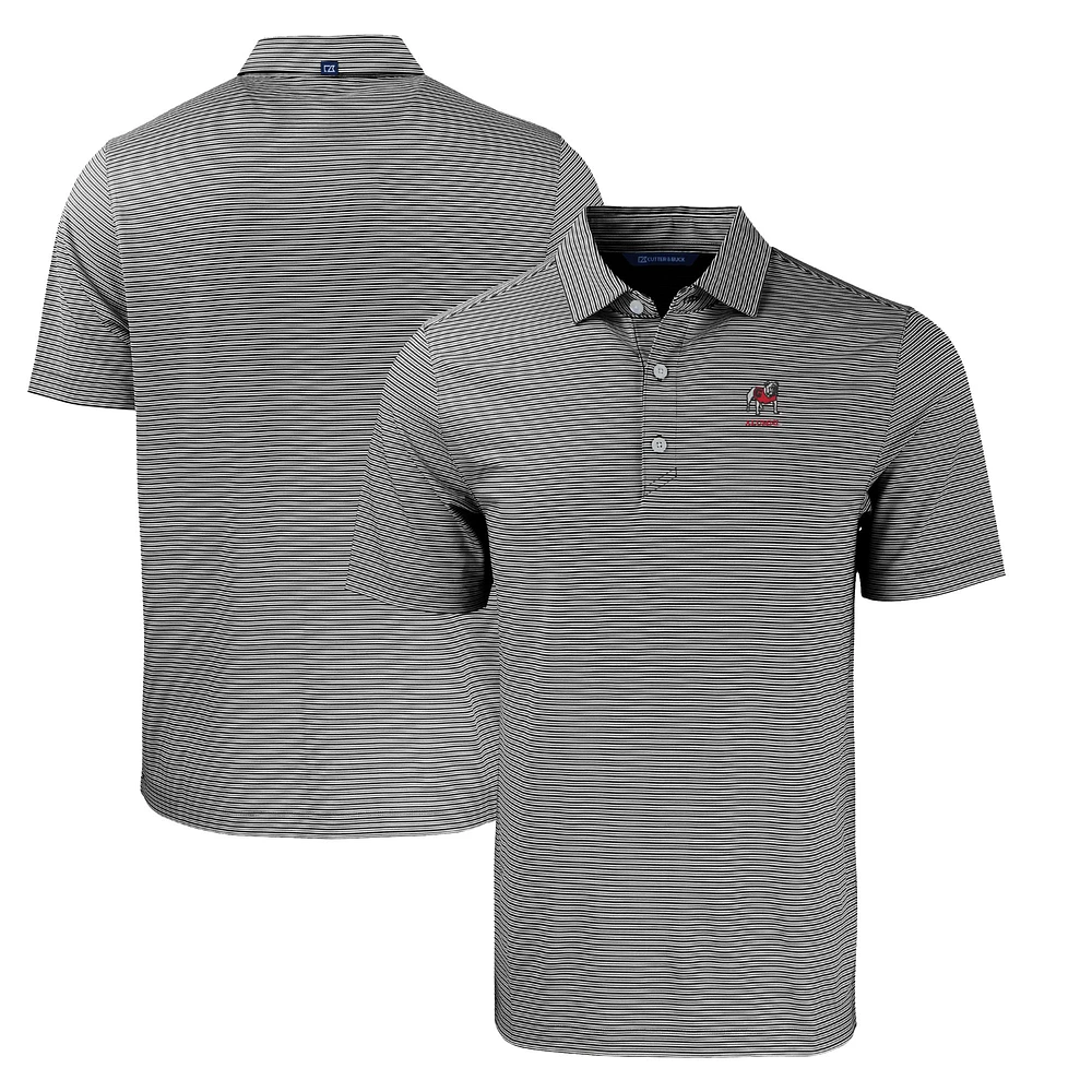 Men's Cutter & Buck Black Georgia Bulldogs Alumni Logo Forge Eco Double Stripe Stretch Recycled Polo