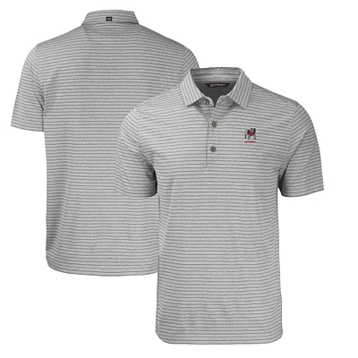 Men's Cutter & Buck Heather Gray Georgia Bulldogs Alumni Logo Forge Eco Stripe Stretch Recycled Polo