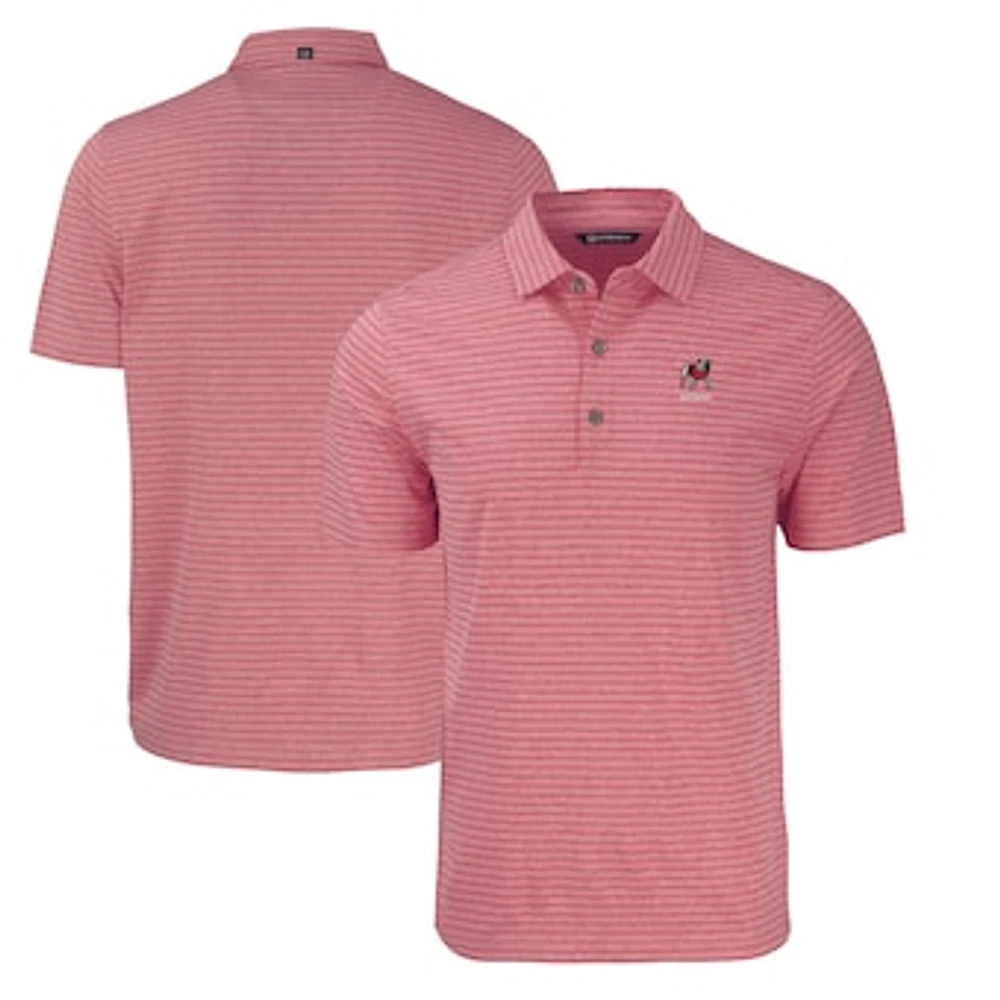 Men's Cutter & Buck Heather Red Georgia Bulldogs Alumni Logo Forge Eco Stripe Stretch Recycled Polo