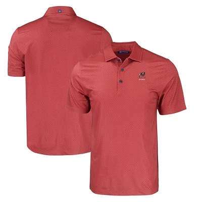 Men's Cutter & Buck Red Georgia Bulldogs Alumni Logo Pike Eco Tonal Geo Print Stretch Recycled Polo