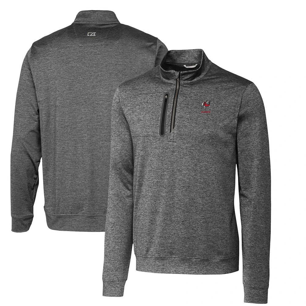 Men's Cutter & Buck Gray Georgia Bulldogs Alumni Logo Vault Stealth Quarter-Zip DryTec Top
