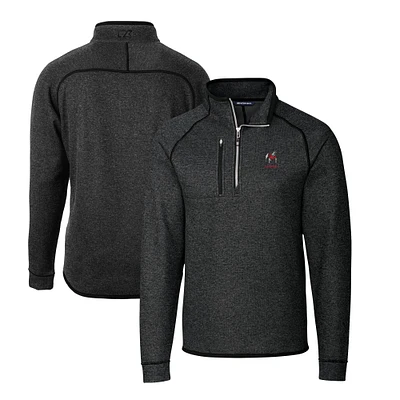 Men's Cutter & Buck Heather Charcoal Georgia Bulldogs Alumni Logo Mainsail Sweater-Knit Half-Zip Pullover Jacket