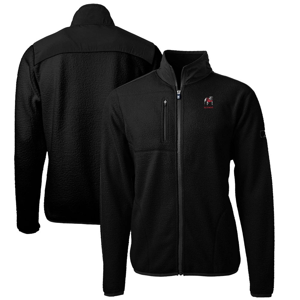 Men's Cutter & Buck Black Georgia Bulldogs Alumni Logo Cascade Eco Sherpa Fleece Full-Zip Jacket