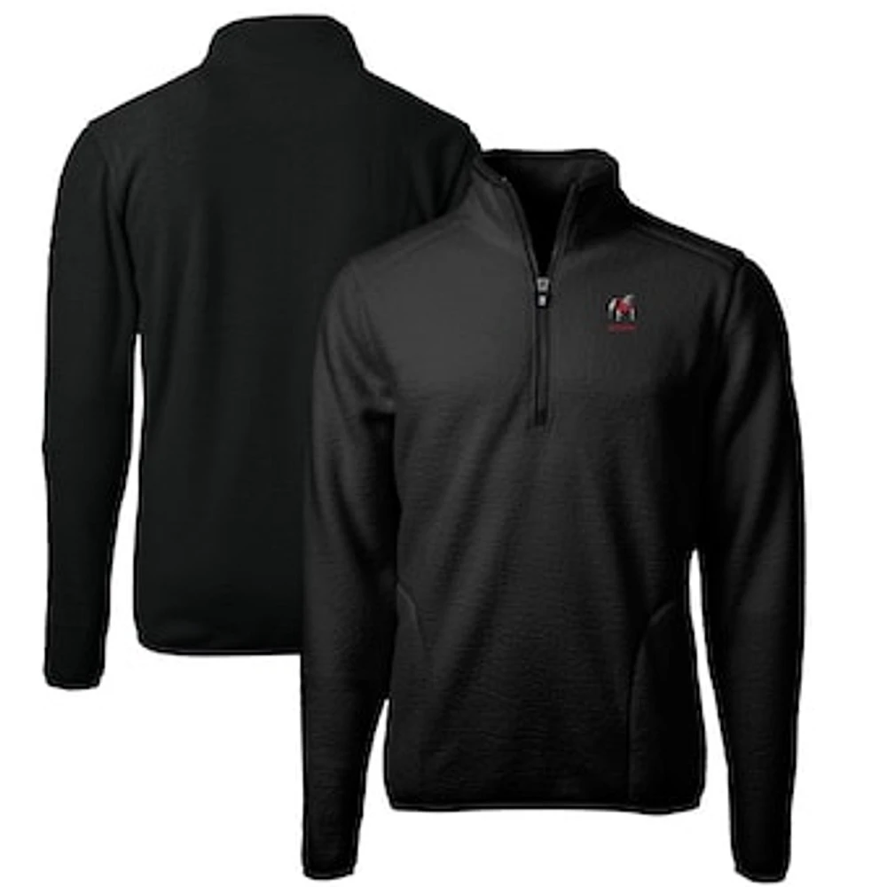 Men's Cutter & Buck Georgia Bulldogs Alumni Logo Cascade Eco Sherpa Fleece Quarter-Zip Jacket