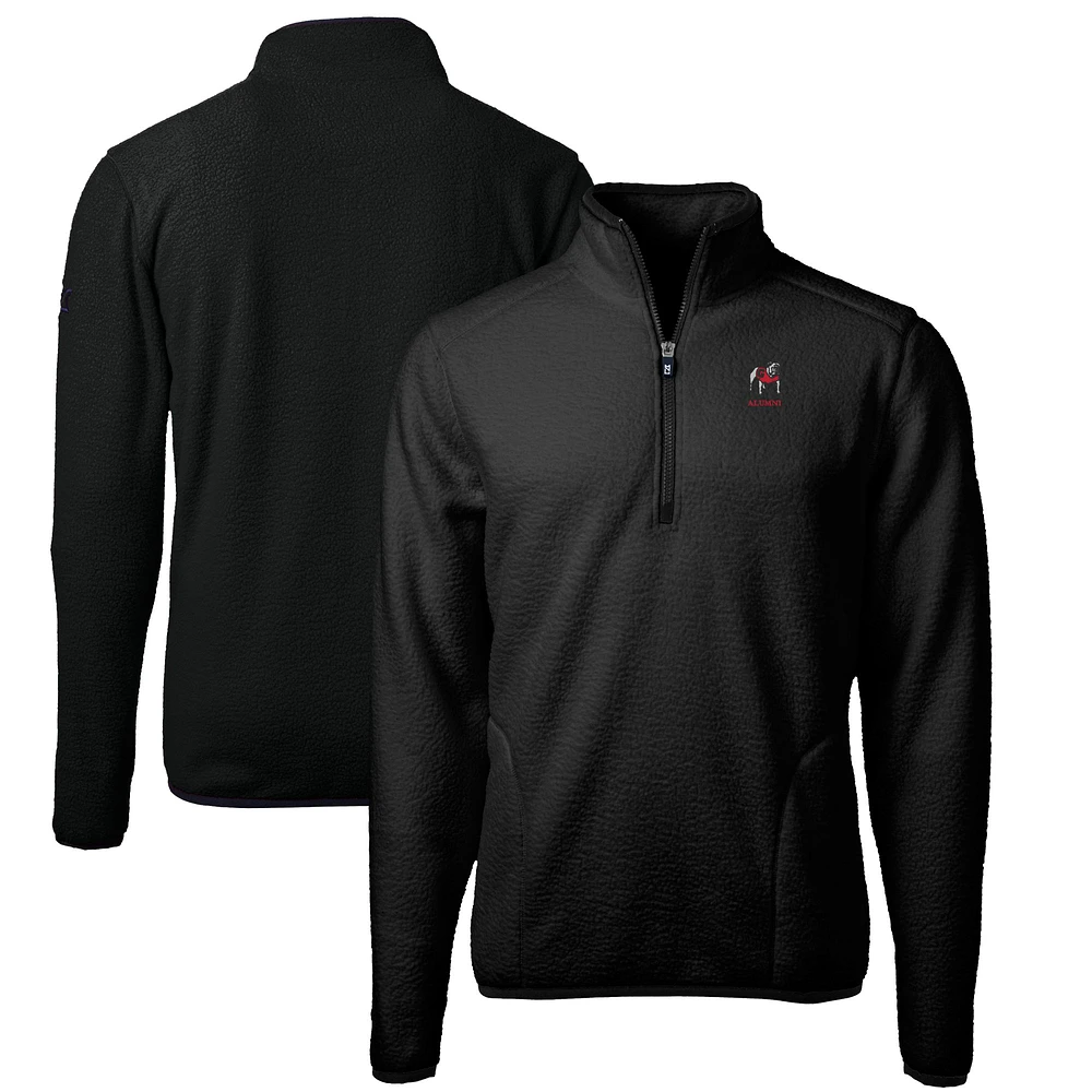 Men's Cutter & Buck Georgia Bulldogs Alumni Logo Cascade Eco Sherpa Fleece Quarter-Zip Jacket