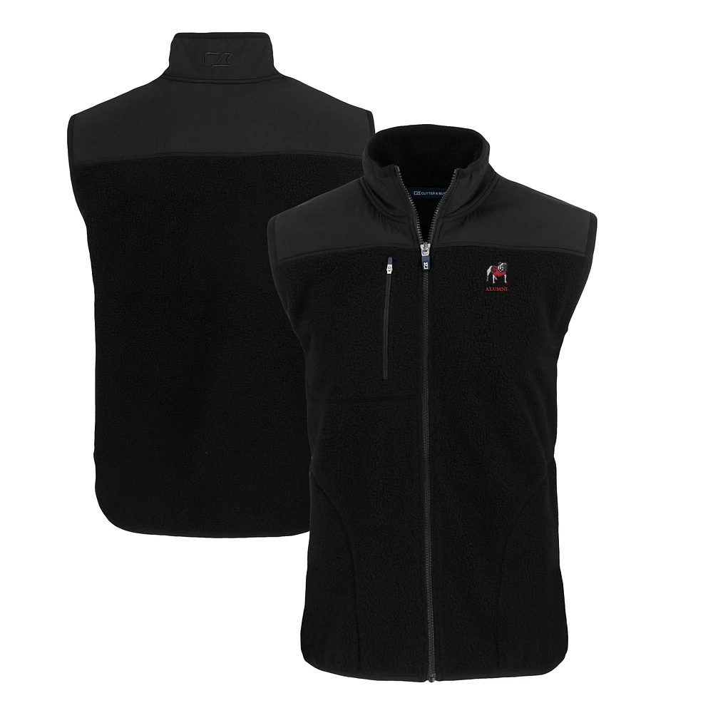 Men's Cutter & Buck Georgia Bulldogs Alumni Logo Cascade Eco Sherpa Fleece Full-Zip Vest