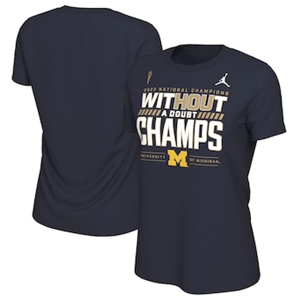 Women's Jordan Brand Navy Michigan Wolverines College Football Playoff 2023 National Champions Locker Room T-Shirt