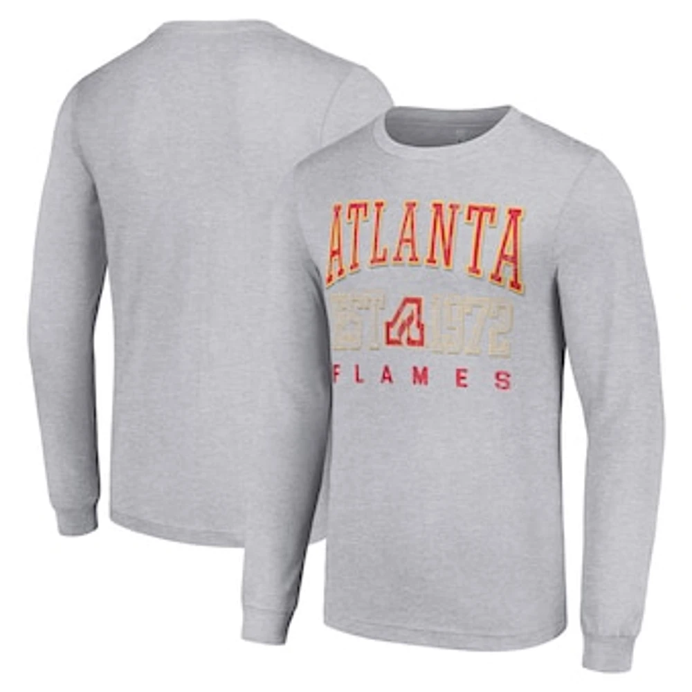 Men's Starter Heather Gray Atlanta Flames Retro Graphic Long Sleeve Crew T-Shirt