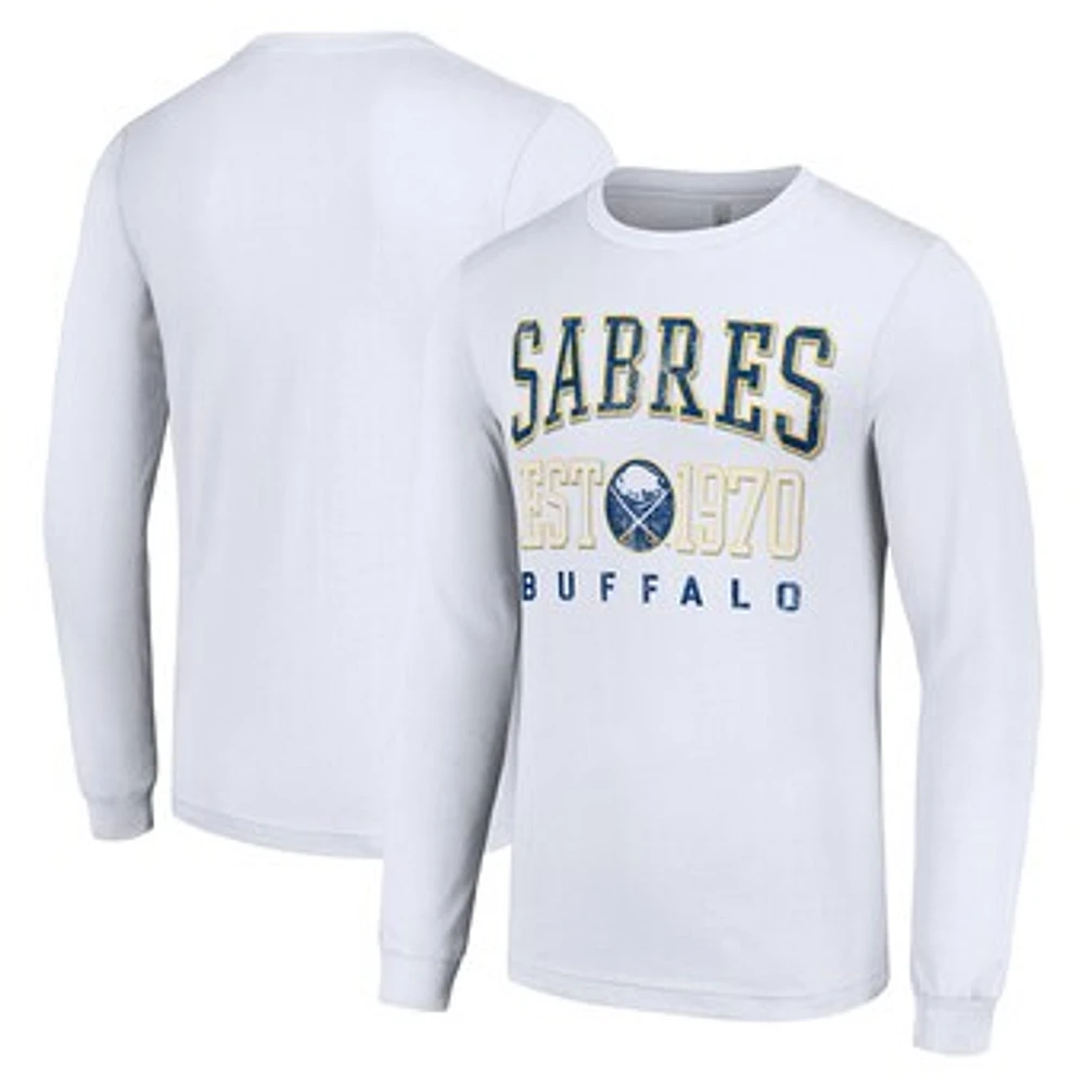 Men's Starter White Buffalo Sabres Retro Graphic Long Sleeve Crew T-Shirt