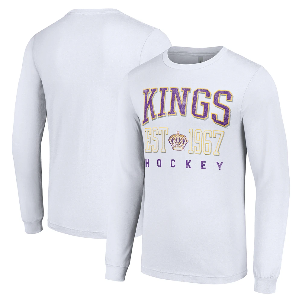 Men's Starter White Los Angeles Kings Retro Graphic Long Sleeve Crew T-Shirt