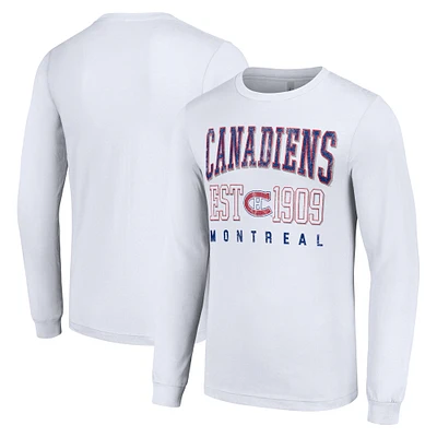 Men's Starter White Montreal Canadiens Retro Graphic Long Sleeve Crew T-Shirt