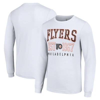 Men's Starter White Philadelphia Flyers Retro Graphic Long Sleeve Crew T-Shirt
