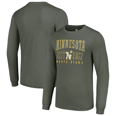 Men's Starter Green Minnesota North Stars Retro Graphic Long Sleeve Crew T-Shirt