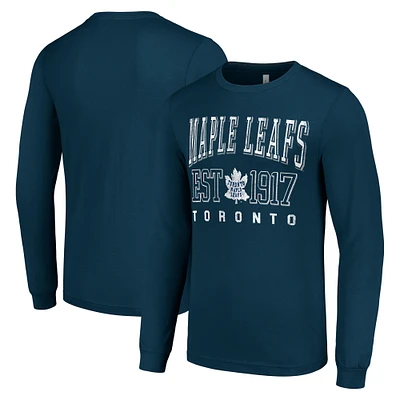 Men's Starter Navy Toronto Maple Leafs Retro Graphic Long Sleeve Crew T-Shirt