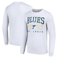 Men's Starter White St. Louis Blues Retro Graphic Long Sleeve Crew T-Shirt