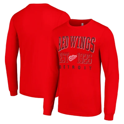 Men's Starter Red Detroit Wings Retro Graphic Long Sleeve Crew T-Shirt