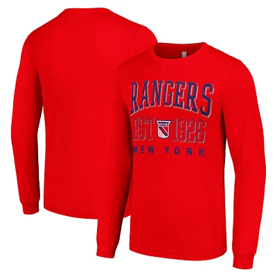 Men's Starter Red New York Rangers Retro Graphic Long Sleeve Crew T-Shirt