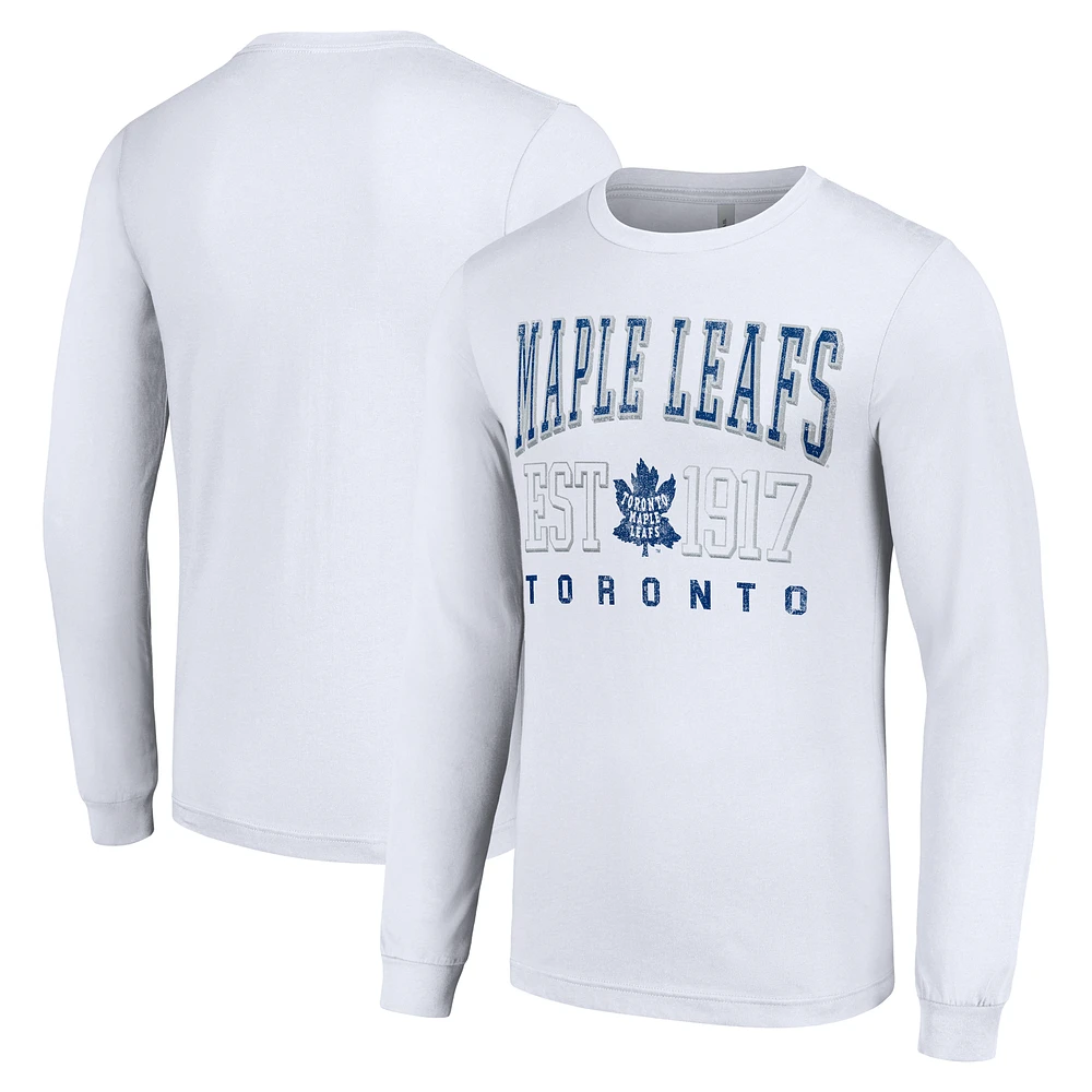 Men's Starter White Toronto Maple Leafs Retro Graphic Long Sleeve Crew T-Shirt