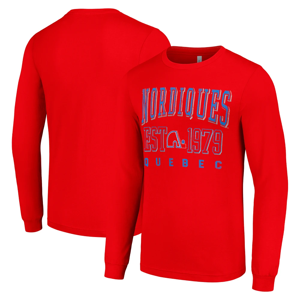 Men's Starter Quebec Nordiques Retro Graphic Long Sleeve Crew T-Shirt